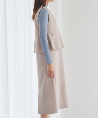 Tiaclasse 【安田美沙子さん着用】ペプラムジャンスカワンピース ベージュ