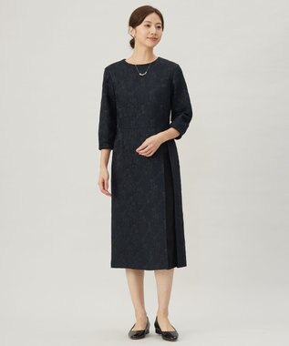 J.PRESS LADIES S SIMMOD ジャカード ワンピース ダークネイビー(フラワー柄)系