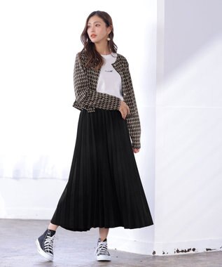 Tiaclasse 【洗える】カットジャガードコンパクトカーディガン ベージュ