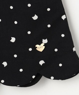 ANY KIDS 【洗濯機可能】スカラップショートパンツ ブラック（ネコ×ドット）