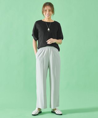 ANY 【接触冷感】シルケットスムース タックスリーブトップス ブラック