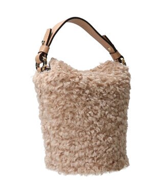 INTER-CHAUSSURES 【LORISTELLA】レザーハンドルミニボアバッグ ベージュコンビ