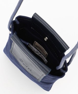 UNBILLION Otias 8号キャンバスシュリンクレザースマホショルダー ネイビー