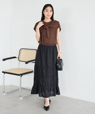 CRAFT STANDARD BOUTIQUE 【2点SET】ストール付きノースリーブニットプルオーバー Brown