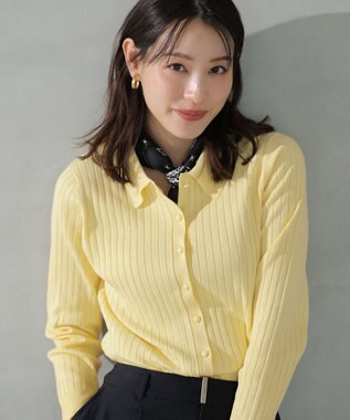 ANY SIS ポロカラーリブ ニット イエロー