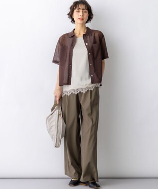 23区 【先行予約】ナチュラルスラブストレッチ ワイドパンツ カーキ系