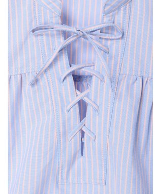 Green Parks ストライプレースアップシャツ Stripe