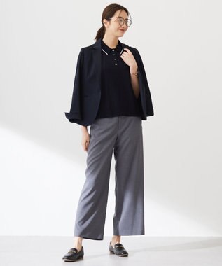 J.PRESS LADIES L 【洗える・吸水速乾】セオアルファピケストライプ テーラード ジャケット ネイビー系