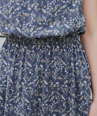 Tiaclasse 【洗える】花柄フレンチスリーブワンピース ブルー