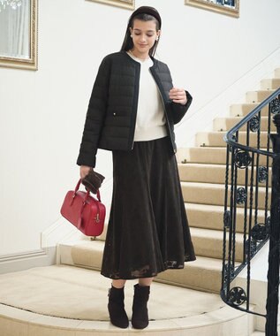 ANY SIS 【2SET】フェザー ニット × フロッキー スカート アイボリー×ブラウン