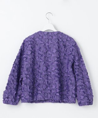 自由区 S YONEZAWAレーシージャガード ノーカラージャケット パープル系