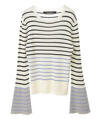 YECCA VECCA マルチボーダー柄ニット Ivory