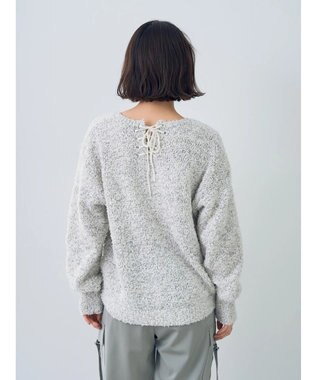 YECCA VECCA レースアップリボンヤーンニット Ivory
