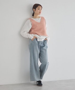 earth music&ecology ＭＩＸカラーブークレニットビスチェ Pink Orange