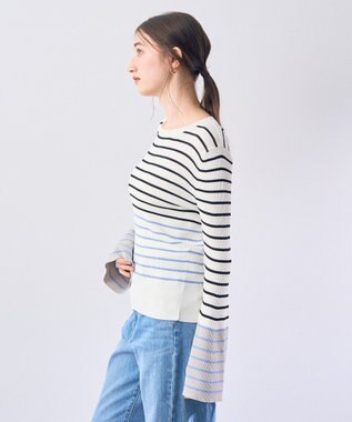 YECCA VECCA マルチボーダー柄ニット Ivory