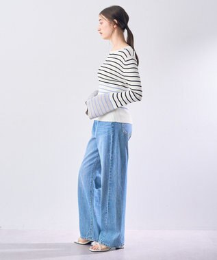 YECCA VECCA マルチボーダー柄ニット Ivory