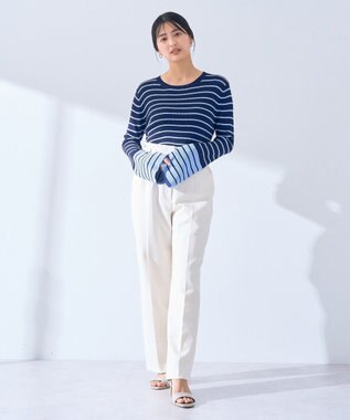 YECCA VECCA マルチボーダー柄ニット Navy