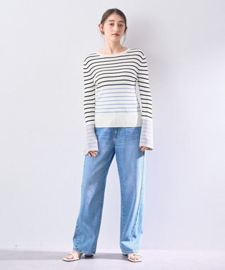 YECCA VECCA マルチボーダー柄ニット Ivory