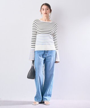 YECCA VECCA マルチボーダー柄ニット Ivory