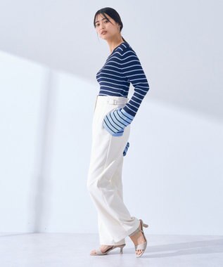 YECCA VECCA マルチボーダー柄ニット Navy