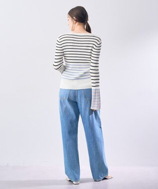 YECCA VECCA マルチボーダー柄ニット Ivory