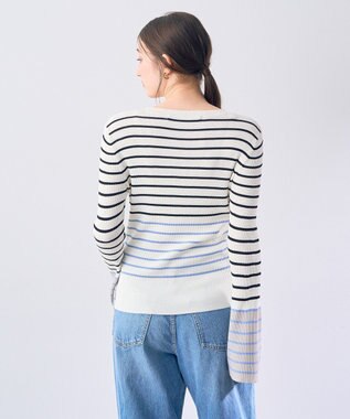 YECCA VECCA マルチボーダー柄ニット Ivory