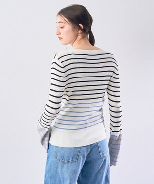 YECCA VECCA マルチボーダー柄ニット Ivory