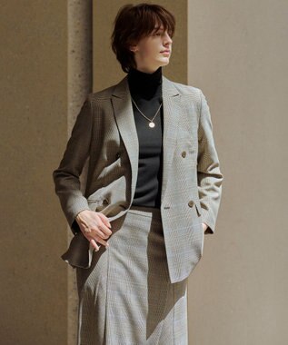 J.PRESS LADIES L モナベールツイル チェック フレア スカート ブラウンチェック系