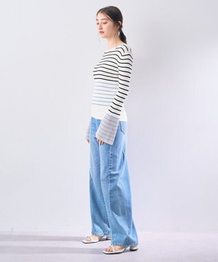 YECCA VECCA マルチボーダー柄ニット Ivory