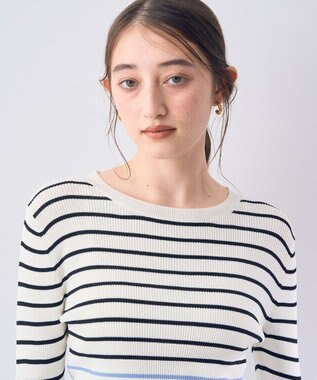 YECCA VECCA マルチボーダー柄ニット Ivory