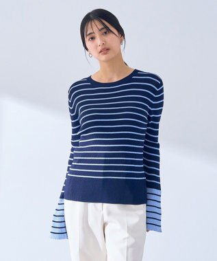 YECCA VECCA マルチボーダー柄ニット Navy