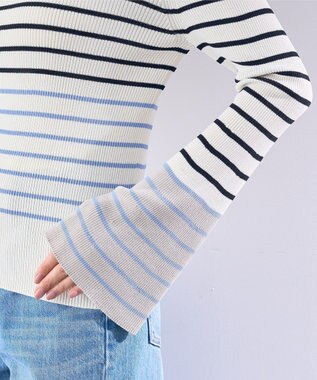 YECCA VECCA マルチボーダー柄ニット Ivory