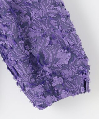 自由区 S YONEZAWAレーシージャガード ノーカラージャケット パープル系