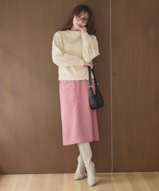 Feroux 【洗える】ケーブルアソート プルオーバーニット アイボリー系