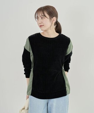 Green Parks ベロアドッキングプルオーバー Black