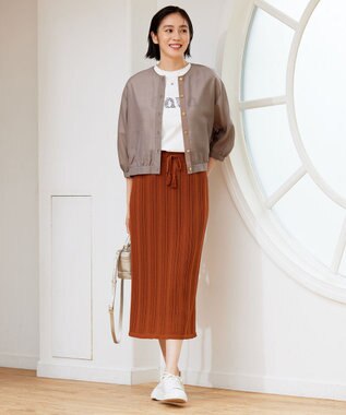 自由区 【カタログ掲載・接触冷感・洗える】ブライトシアーノーカラー ブルゾン セピア