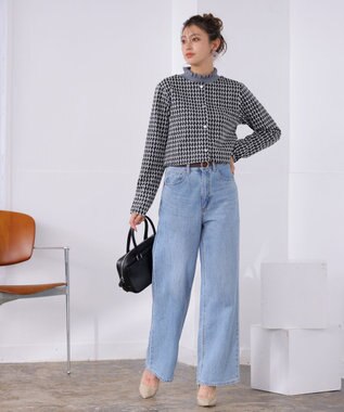 Tiaclasse 【洗える】カットジャガードコンパクトカーディガン オフホワイト