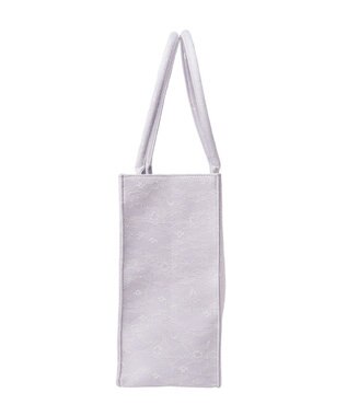 Maison de FLEUR ブルーマニアリボンフレーム刺繍スクエアトート Grayish Blue