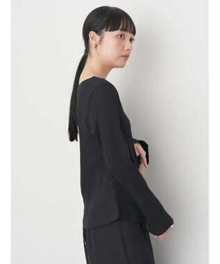 earth music&ecology パールヘンリーリブプルオーバー Black