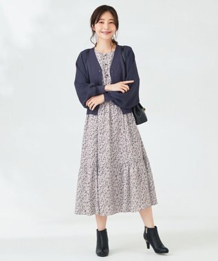 ANY SIS 【洗える】シアースリーブ カーディガン ネイビー