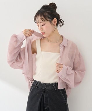 earth music&ecology マジョリカプリーツショートシャツ Pink