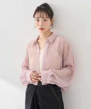 earth music&ecology マジョリカプリーツショートシャツ Pink