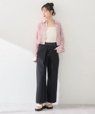 earth music&ecology マジョリカプリーツショートシャツ Pink