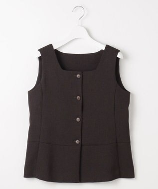 自由区 【セットアップ対応】リネンライクシンセティックノースリーブ ブラウス ダークブラウン