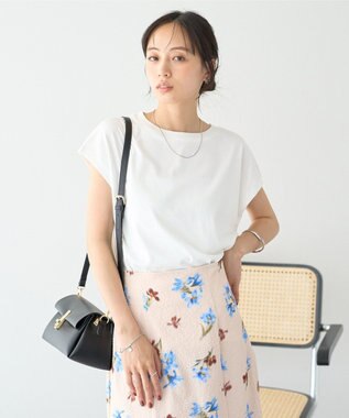 earth music&ecology 【遮熱・接触冷感・UVカット】フレンチスリーブTシャツ Off White