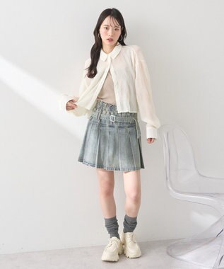 earth music&ecology マジョリカプリーツショートシャツ Ivory