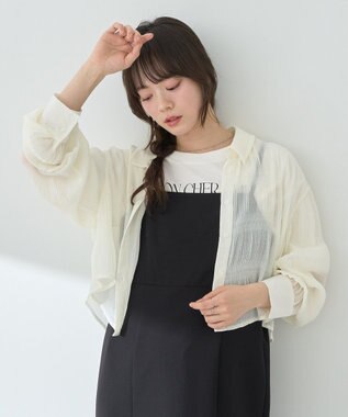 earth music&ecology マジョリカプリーツショートシャツ Ivory