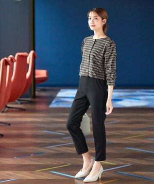 Tiaclasse 【洗える】カットジャガードコンパクトカーディガン ベージュ