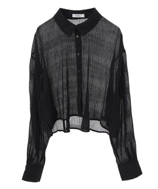 earth music&ecology マジョリカプリーツショートシャツ Black