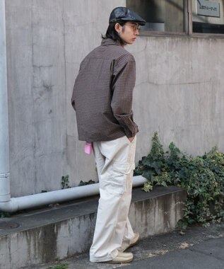 WEGO ミニマムチェックショートシャツ（LS） ブラウンチェック1